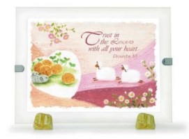 玻璃畫座-Trust in the Lord(Proverbs3:5/英)
 Glass Frame(on marble stands)-Tru #15D-019B