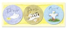 襟章-Peace, Praise, Grace(1包3个/英)
Buttons-Peace, Praise, Grace(3 Pieces i #15D-036A