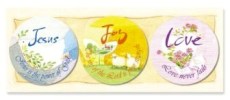 襟章-Jesus, Joy, Love(1包3个/英)
Buttons-Jesus, Joy, Love(3 Pieces in 1 Set) #15D-036B